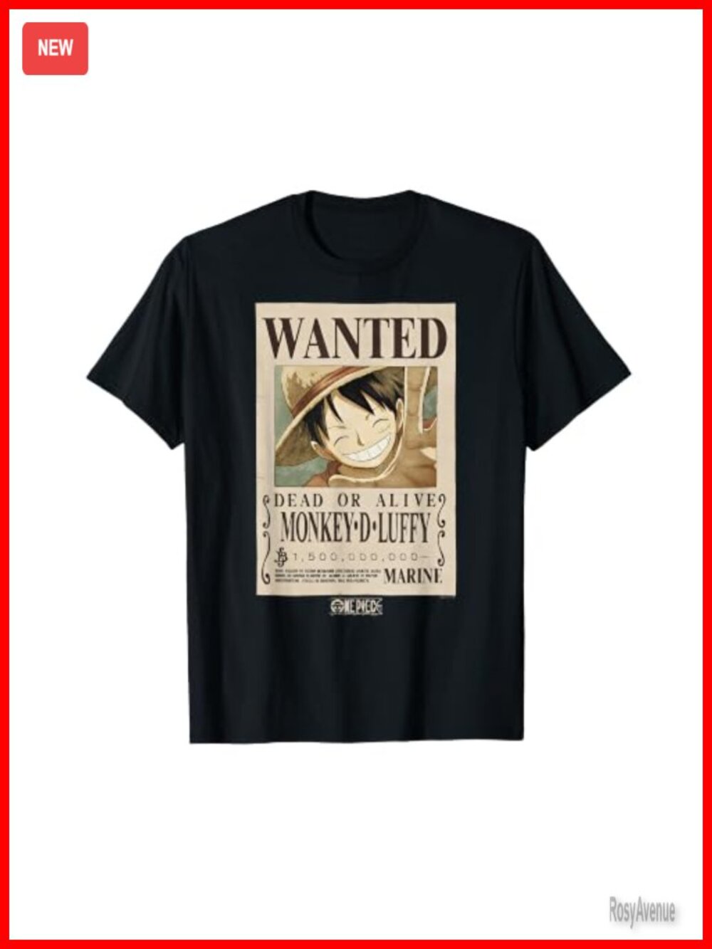 One Piece Anime Luffy Wanted Poster Graphic T-Shirt
